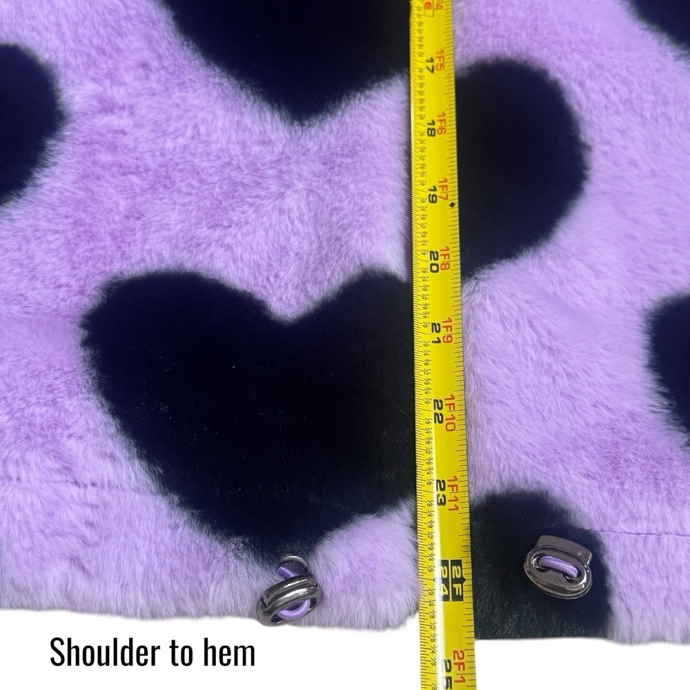 NEW I Believe Purple Heart Fuzzy Bomber Jacket Feminine Cozy Special Occasion 1X - Picture 11 of 11